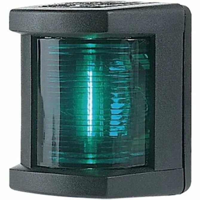 HELLA - 12V DC 1 NM Starboard Navigation Light with Colored Outer Lens and Black Housing