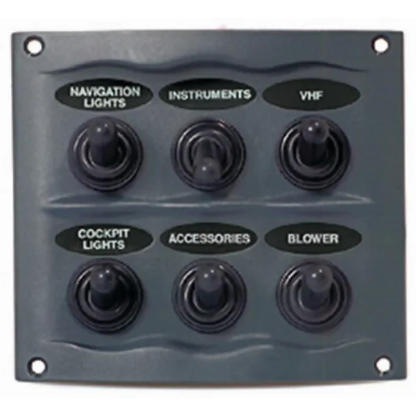 Marinco - Waterproof Panel with 6 Switches GREY