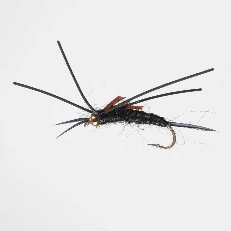 Perfect Hatch Rubber Legs Stonefly Nymph #08 Black QTY 2