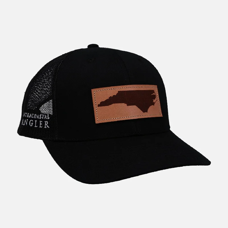 Intracoatal Black Leather NC Patch Trucker Hat 50-I12BANCLeatherPatch