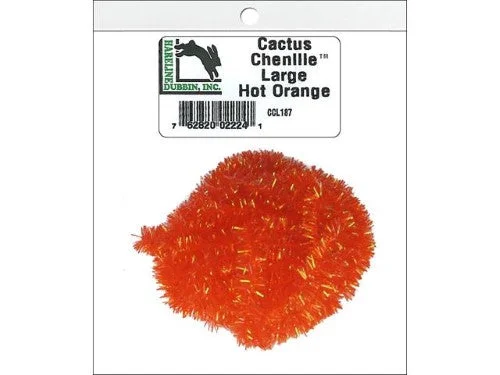 Hareline Dubbin Cactus Chenille | Hot Orange; Large