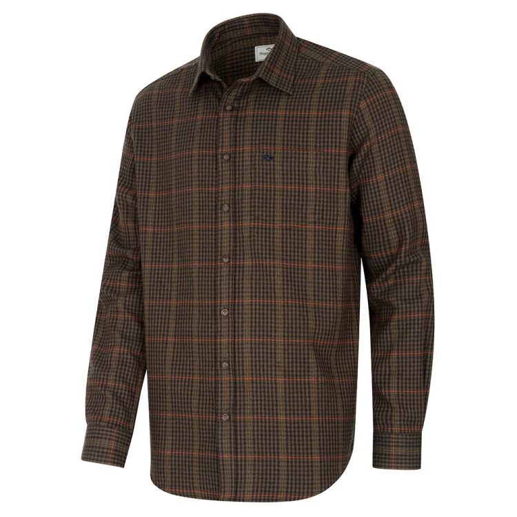 Hoggs Of Fife Harris Cotton/Wool Twill Check Shirt - Green