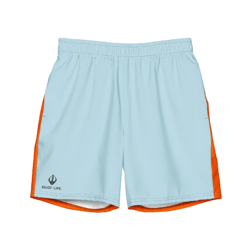 Enjoy Life. - Men's "HYBRID" Swim/Gym Hybrid Shorts (LIGHT BLUE/ORANGE)