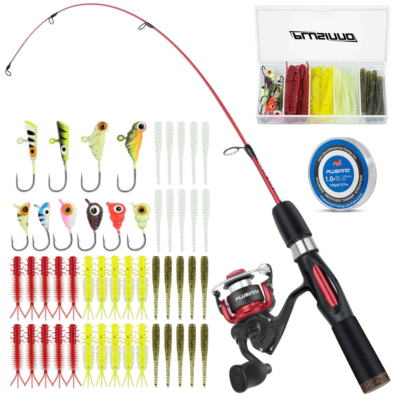 PLUSINNO ICE Ⅲ Ice Fishing Rod and Reel Combos Full Kit