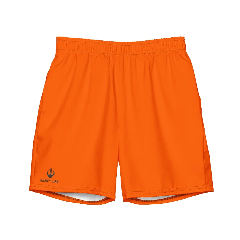 Enjoy Life. - Men's "HYBRID" Swim/Gym Hybrid Shorts (HIGH VIZ ORANGE)