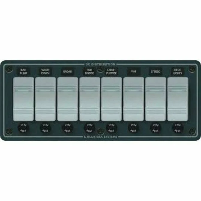 Blue Sea - Contura Water Resistant 12V DC Panel - 8 Position