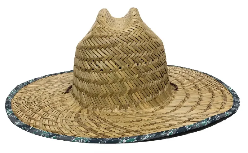 Outdoor Cap Lifeguard Straw Hat w/water print