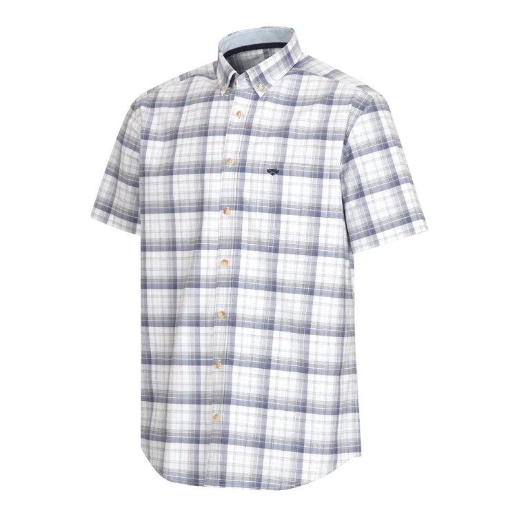 Hoggs of Fife Tresness SS Cotton Stretch Check Shirt - Blue