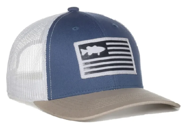 Outdoor Cap Mesh Back Fish Flag Blue/Tan