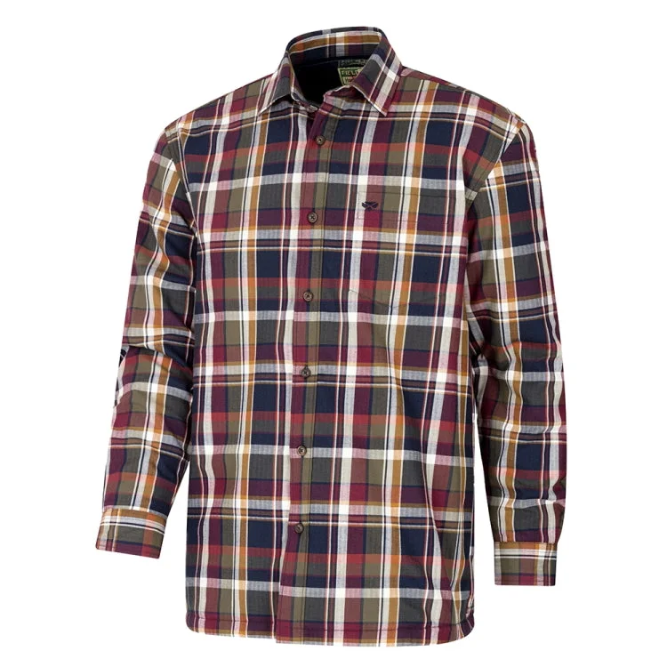 Hoggs Of Fife Arran Microfleece Lined 100% Cotton Shirt - Wine/Olive Check