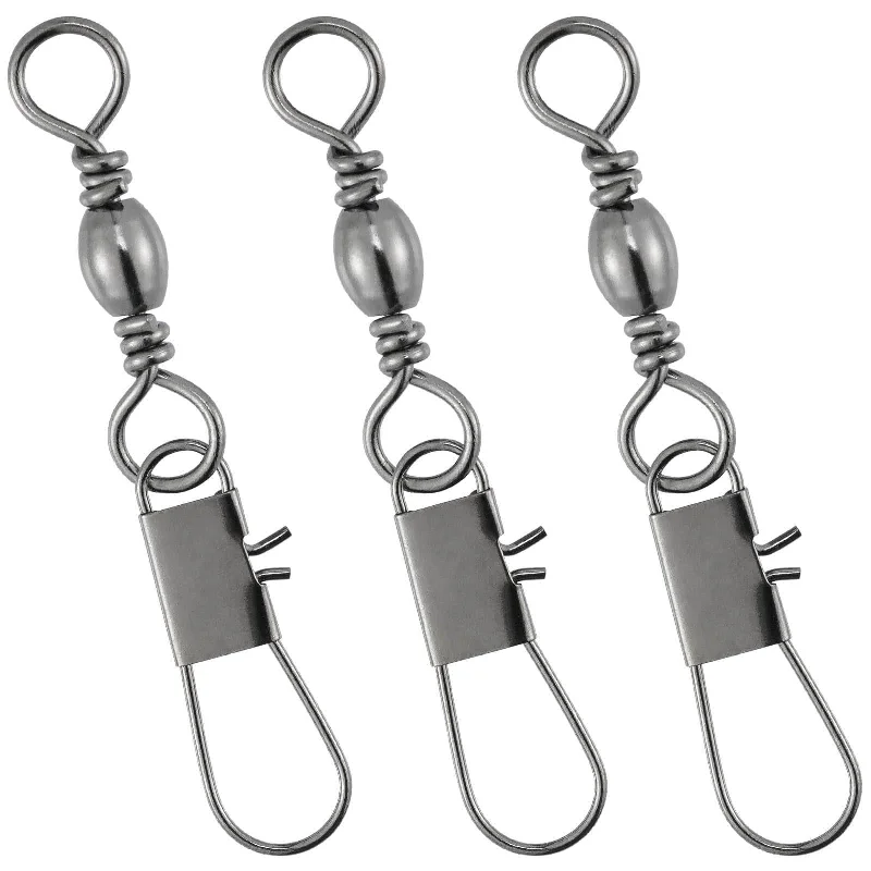 Dr.Fish 50pcs Barrel Swivel with Interlock Snap 26-132lb